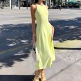 thumbnail image 1 of Vestido Vestido largo de punto para mujer, vestido midi de estilo sexy, ajustado, ropa de club sólida Ygjytge Amarillo T L para Mujer, 1 of 5