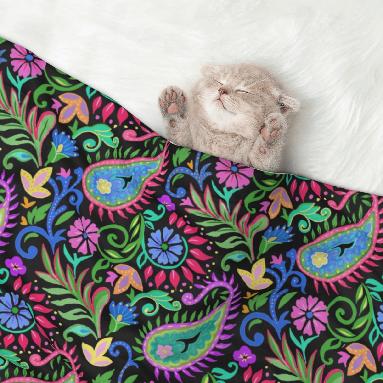 Naloa Watercolor Floral Paisley Dog Blanket, 3 Sizes Cat Blanket for Indoor Cats Large Medium Small Dog Gifts-Small