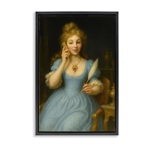 Stupell Industries Traditional May I Take A Message Black Floating Frame Canvas Art, 17 x 25, by Grotto Studios