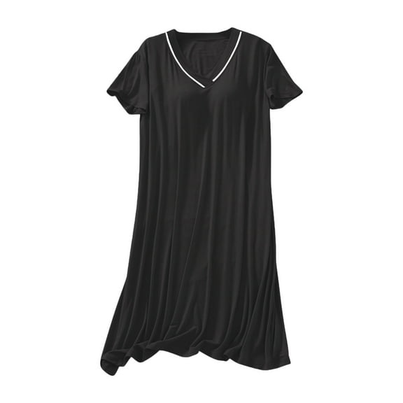Women Built in Bra Short Sleeve Nightgowns Comfy V Neck Sleepwear Sleepshirts Sleep Shirts Pajama Dress