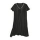 thumbnail image 2 of HongQid Womens Nightgowns Short Sleeve Sleepwear Crew Neck Loungewear Color Block Nightshirt Summer Dresses, 2 of 8