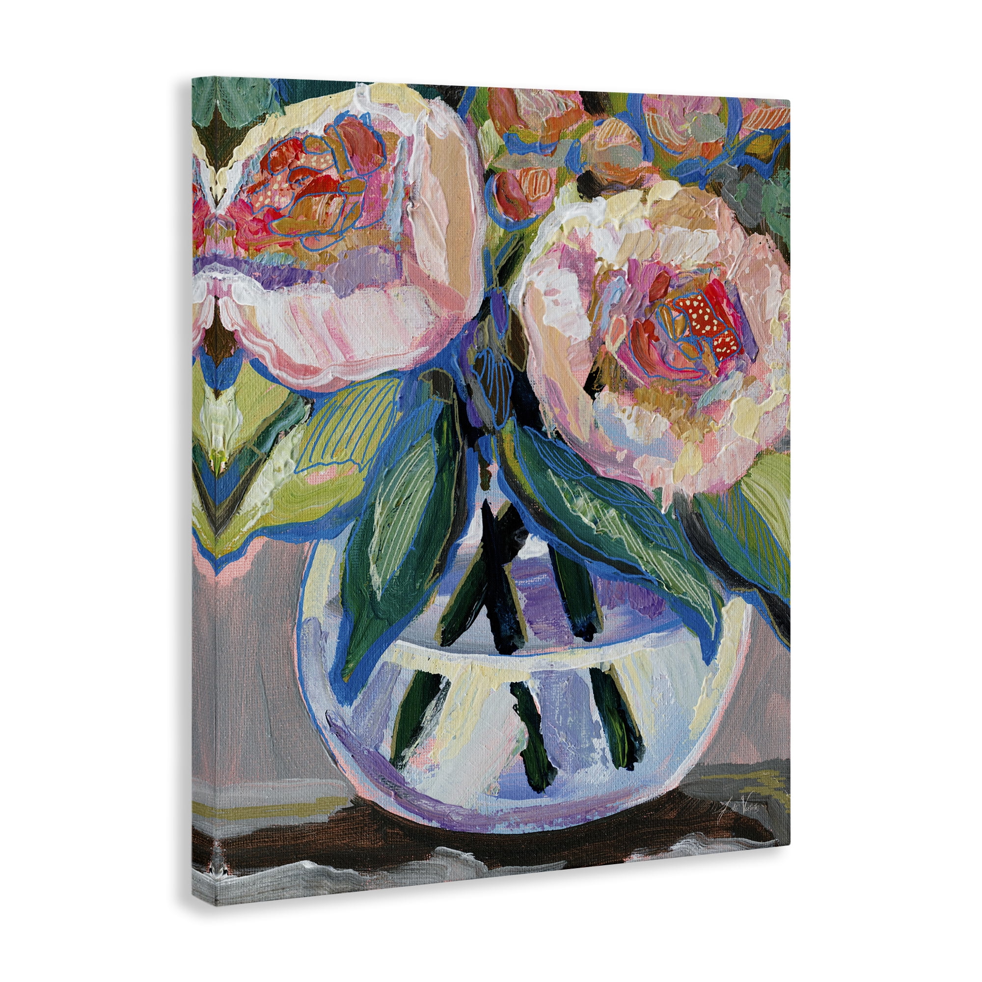 Stupell Industries Gifted Pink Peonies Plants & Flowers Painting Wrapped Canvas Art Print Wall Art, 36 x 48
