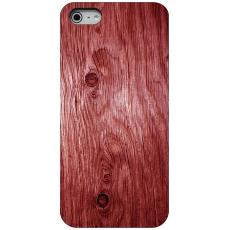 Iphone 5 Wood Grain CUSTOM Black Hard Plastic Snap-On Case for Apple iPhone 5 / 5S / SE - Dark Red Weathered Wood Grain ()