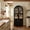 Black, variant on Arched Kitchen Pantry Cabinet with Door Shelves, 71" Tall Kitchen Storage Cabinet with Open & Adjustable Shelves, Freestanding Kitchen Cupboard with Hidden Drawer & Glass Door
