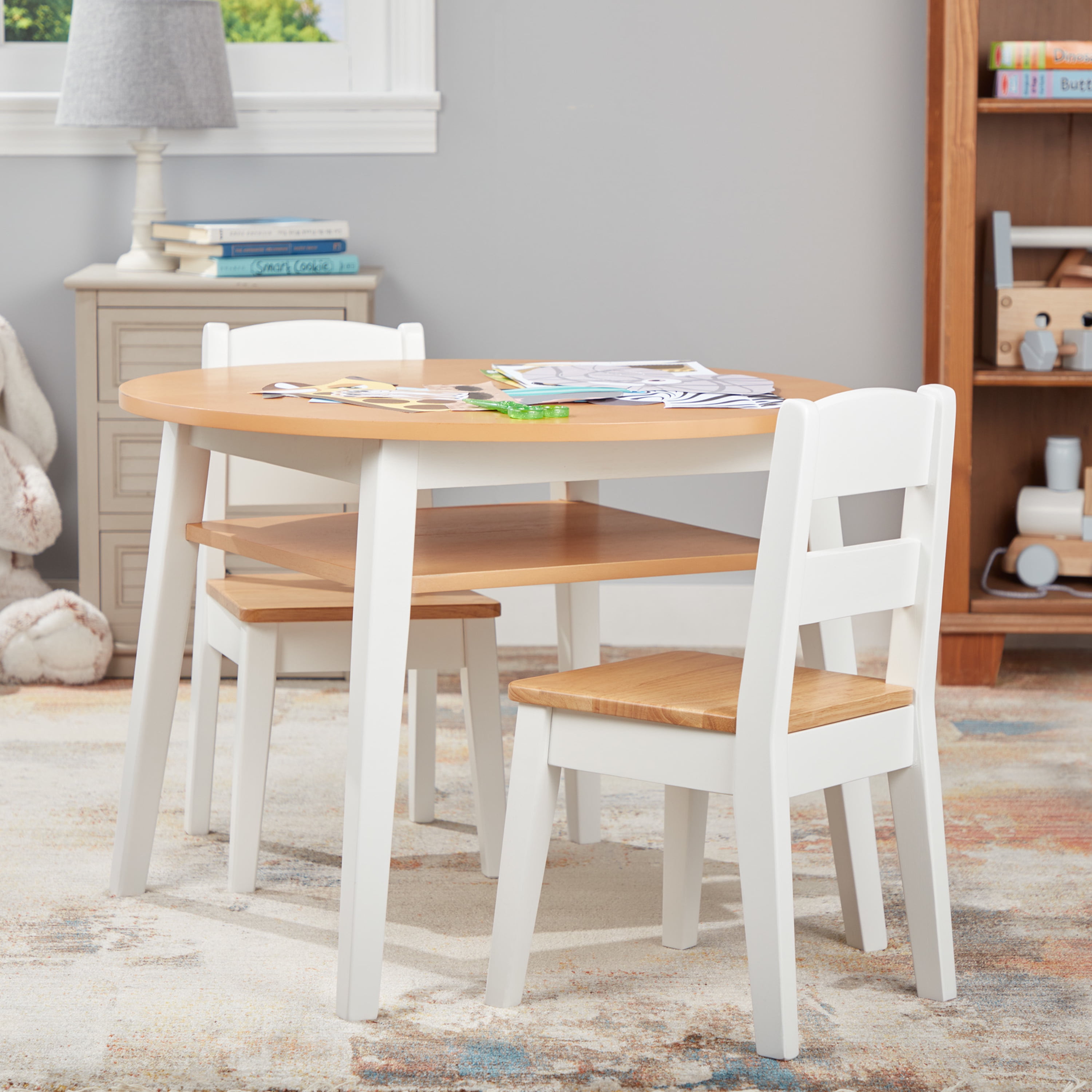 Melissa Doug Wooden Round Table and 2 Chairs Set Kids