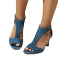 thumbnail image 4 of hopeusnice Mid Heeled Sandals for Women Dressy Summer Open Toe T-Strap Pumps Sandals Fashion Back Zip Party Wedding Dress Shoes Fashion Elegant Sandals Blue 40, 4 of 9