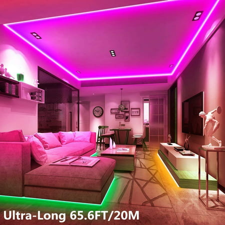 65 6ft 20m Led Strip Lights Kit Ultra Long Color Changing Light With Remote Smd 5050 600 Leds Rgb For Bedroom Dimmabled Tape Home Kitchen Ceiling Canada - Strip Light Bulb For Kitchen Ceiling