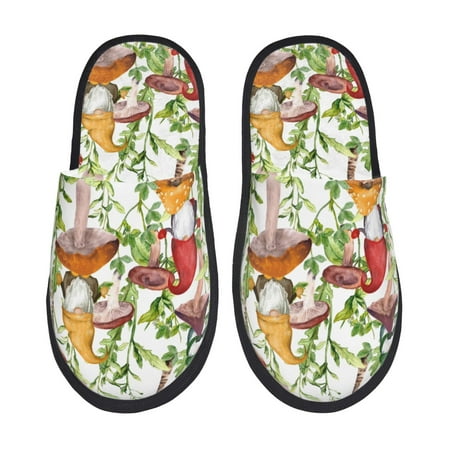 Balery Mushrooms Gnomes Slient Indoor Furry Fleece Comfort House Shoes Soft Non-Slip Home Shoes Cotton slippers House Slippers-- Medium