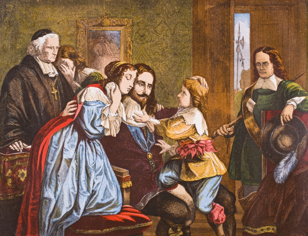 King Charles I Of England 1600-1649 Taking Leave Of His Children Before His Execution From Old Englands Worthies By Lord Brougham And Others Published London Circa 1880s Canvas Art - Ken Welsh Design