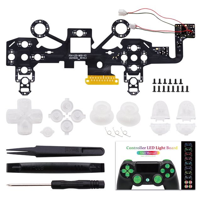 Juego de reparación de LED de tablero de luz de controlador de juego Gamepad inalámbrico DIY para PS4