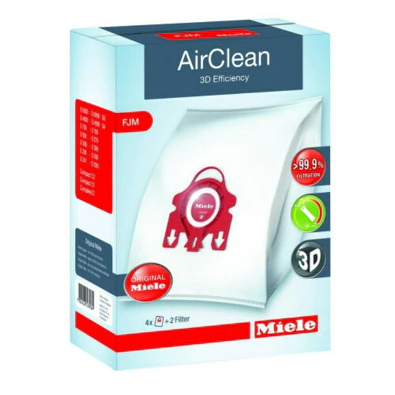 Genuine Miele Vacuum Cleaner AirClean Dust Bags Type FJM Pack of 4
