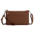 thumbnail image 1 of Cartera de pulsera de piel con bloqueo RFID para mujer, color marrón, 1 of 7