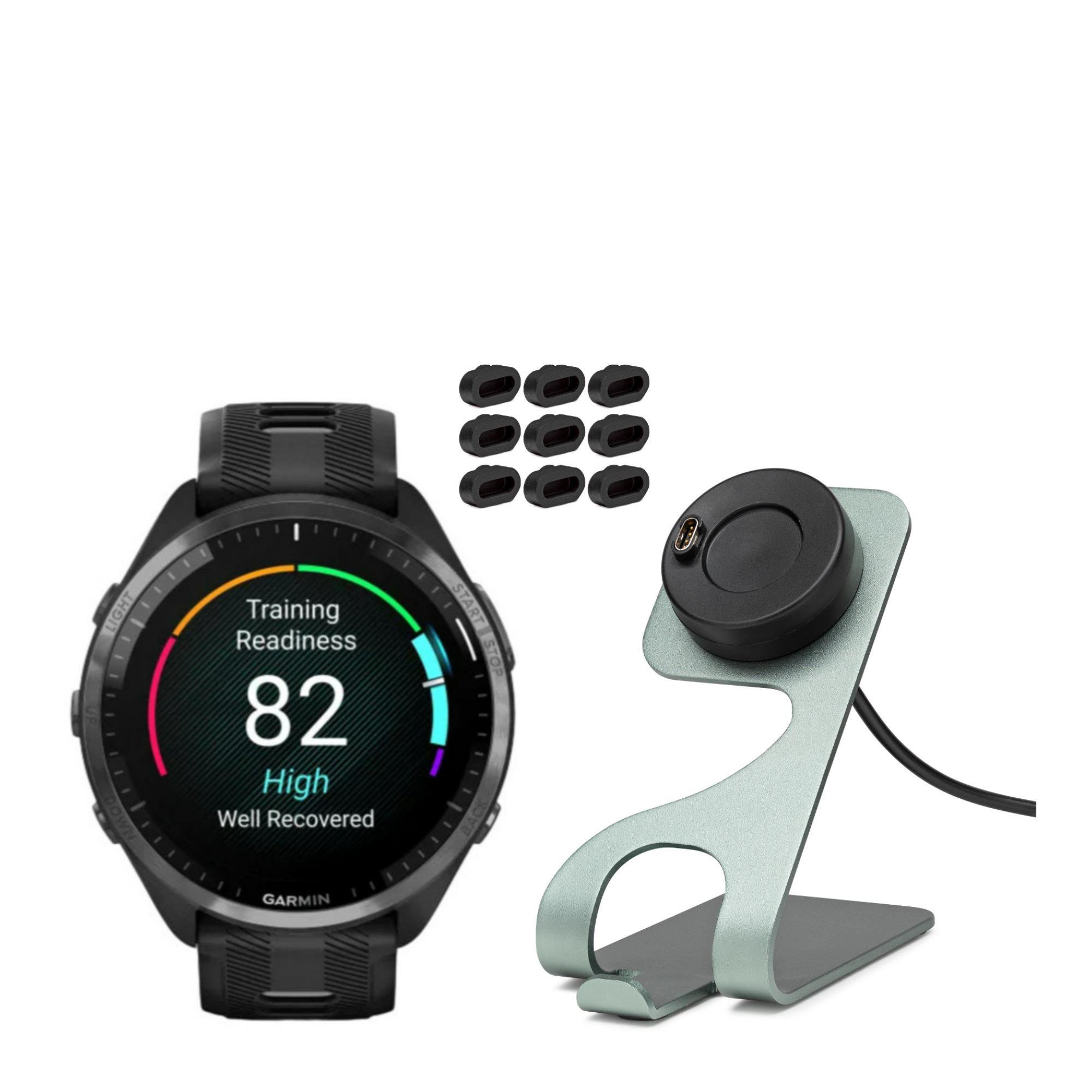 Garmin Forerunner 965 GPS Running Smartwatch (Black) with Charger Stand Bundle