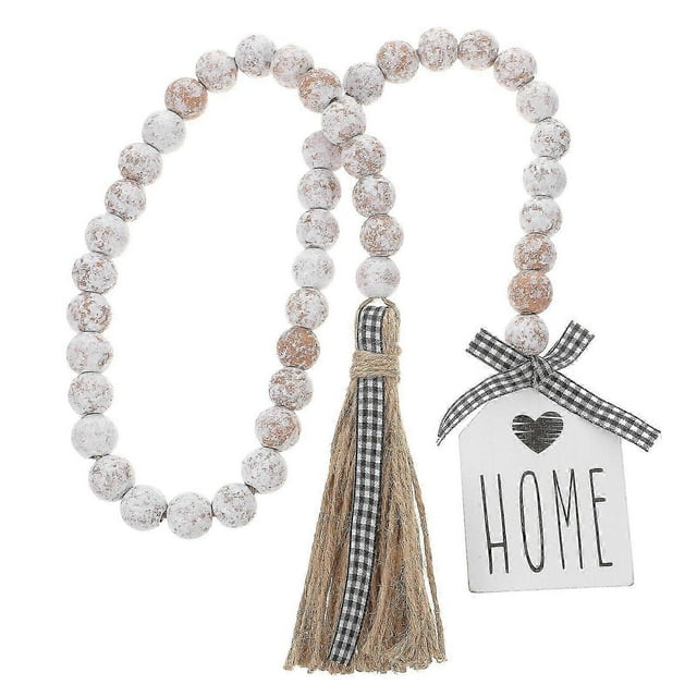 Home Tassel Wooden Beads Garland Wooden Beads String Ornament Tiered Tray Decor