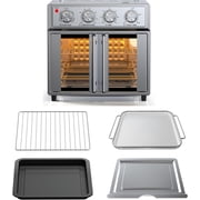 PlumChef 26QT Large capacity French Double-Door Air Fryer Convection Toaster Oven, 1700W,7 Preset Menus,7-in-1 Multi-Function for Bake, Roast, Grill, Toast, Dehydrate Defrost, Stainless Steel