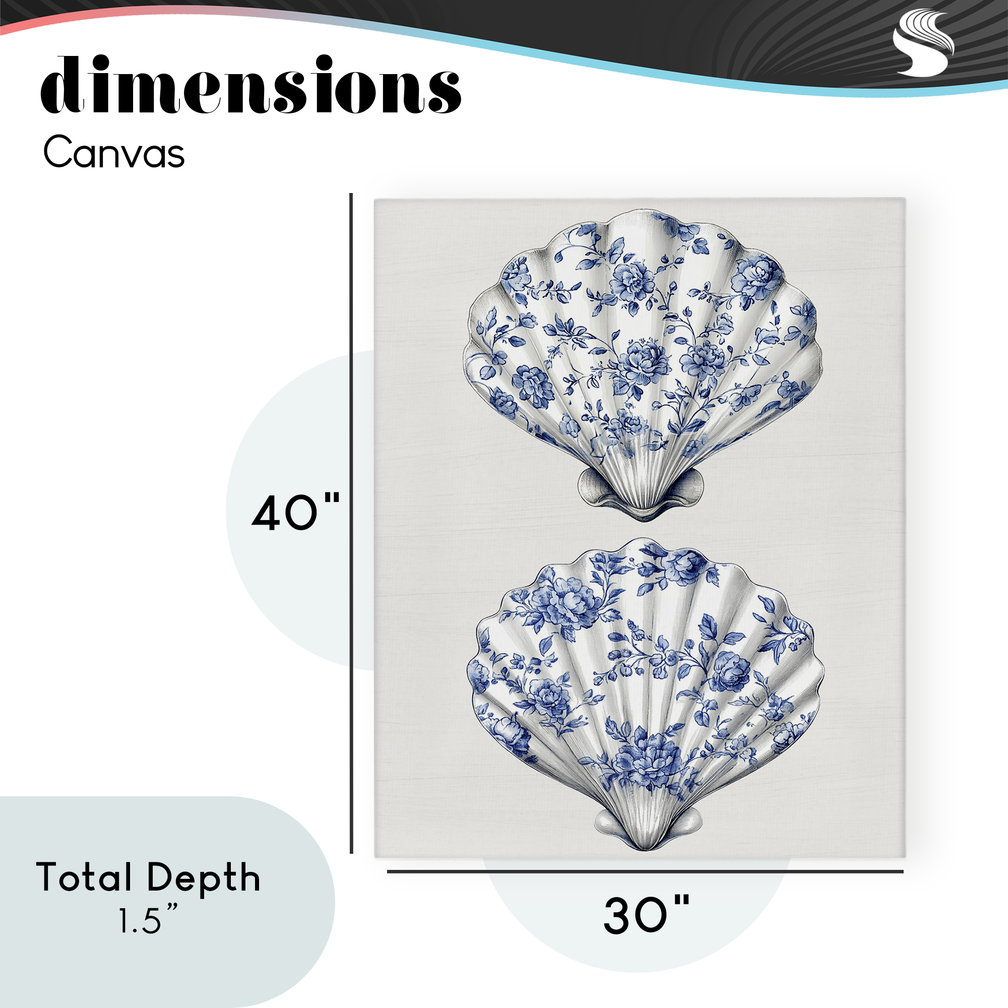 Delicate Toile Seashells Canvas Wall Art, design by Lettered and Lined