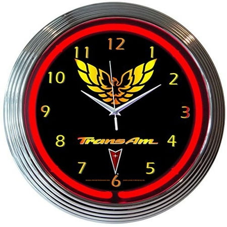 GM Trans Am Pontiac Genuine Electric Neon 15 Inch Wall Clock Glass Face Chrome Finish USA (Best Way To Tan Your Face)