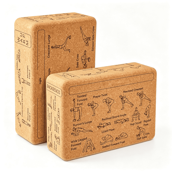 BESTSKY Cork Yoga Blocks 2Pcs Yoga Poses Teaching Cork Blocks,Suitable Poses for Beginners and Experts High Density Block with Non Slip Surface for Better Support,Balance Comfort(Beige)