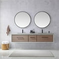 thumbnail image 2 of Caparroso 84" Grey Sintered Stone Single Sink Bath Vanity Light Walnut w/ Mirror, 2 of 9