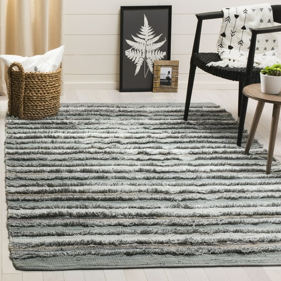SAFAVIEH Montauk Coilean Striped Cotton Area Rug, Grey/Multi, 8' x 10'
