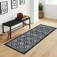 thumbnail image 4 of Alfombra vintage Haperlare con diseño floral oriental desgastado, lavable a máquina, antideslizante, estilo bohemio, para sala de estar, 60 x 240 cm, gris y negro, 4 of 5