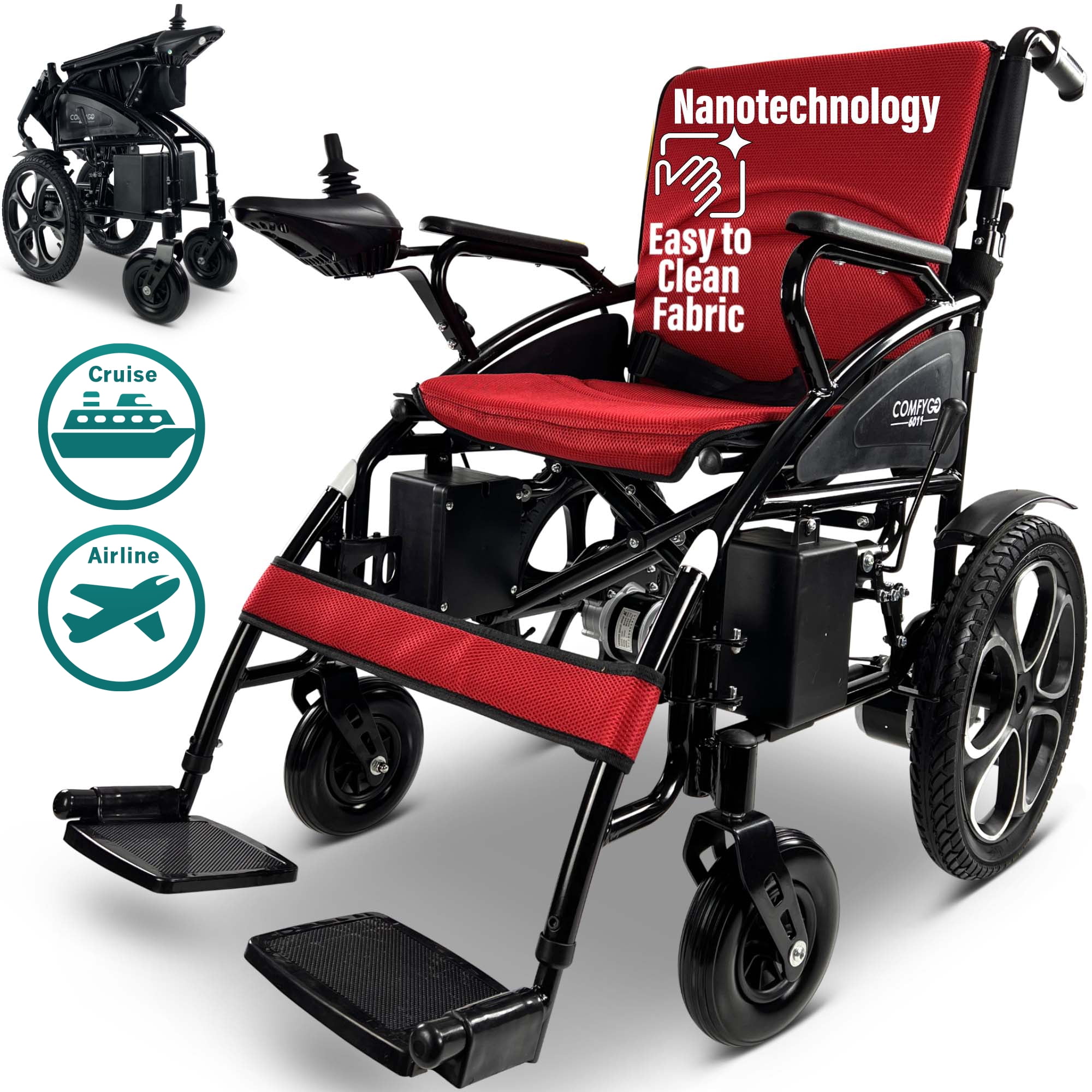 Portable Electric Wheelchair for Adults, Foldable Motorized Power
