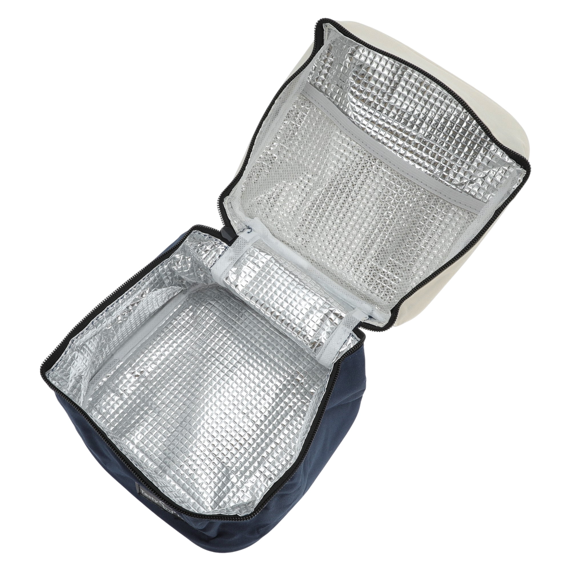 Unique Bargains Reusable Insulated Lunch Box Tote for Office Work and Picnic Dark Blue Beige 164 oz