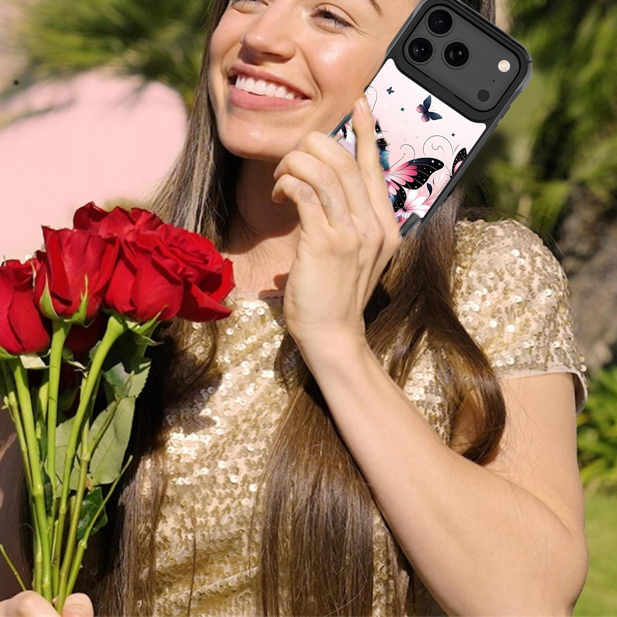 Magnetic-Charging Compatible Case for iPhone 17 Pro Max — Butterfly Bouquet
