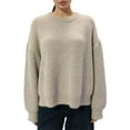 thumbnail image 2 of Chandails pour Femmes 2025 Automne Hiver Chandail Ample à Col Rond Décontracté Coupe Grand Tendance, 2 of 5