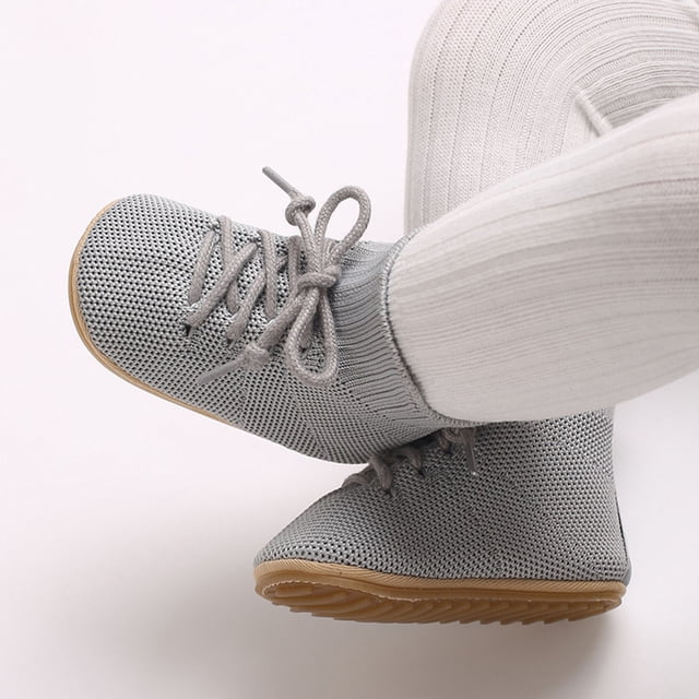 Toddler Shoes Size 6, Toddler Shoes Size 5, Baby Spring New Baby Knitted High Top Lace-Up Outside to Wear Non-Slip Breathable Sweatproof Toddler Shoes