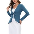 thumbnail image 4 of Allegra K Women's Dressy Cardigan Sweaters Tie Front Draped Ruffle Knit Cardigans XS Navy Blue, 4 of 7