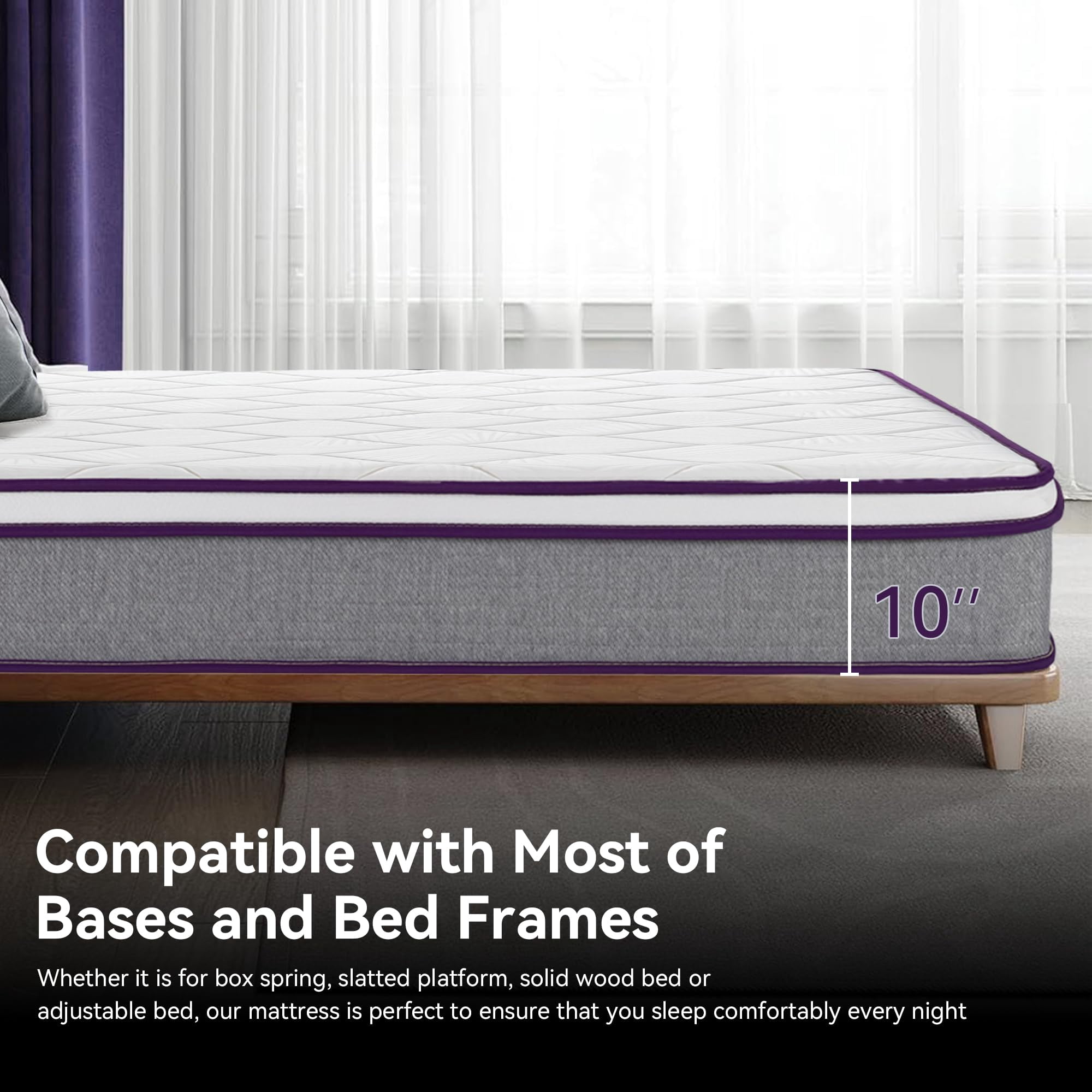 Full Mattress, 10 Inch Medium Firm Hybrid Mattresses with Gel Memory Foam and Pocket Springs, Pressure Relief & Firm Support, Medium Firm Full Bed Mattress in a Box, Motion Isolation, Edge Support