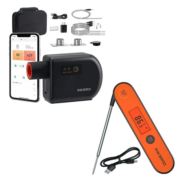 Inkbird Wi-Fi Bluetooth BBQ Temperature Controller Grill Thermometer and Instant Read Thermometer IHT-1P