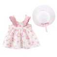 thumbnail image 2 of LoyisViDion Baby Girls Dress Clearance Toddler Child Baby Girl Summersolid Color Print Suspender Dress with Hat Pink 18-24months, 2 of 9