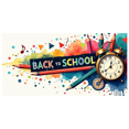thumbnail image 3 of Colorful Back to School Themed Banner with Alarm Clock Pencils and Compass Background Decorations for School Events Classroom Decorations Photo Props and Party Supplies, 3 of 4