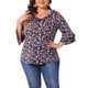 thumbnail image 1 of Blusa de mujer de talla grande con estampado floral, cuello en V, volantes en capas y mangas acampanadas de GRACE & GRANDEUR, 4X, púrpura, 1 of 1