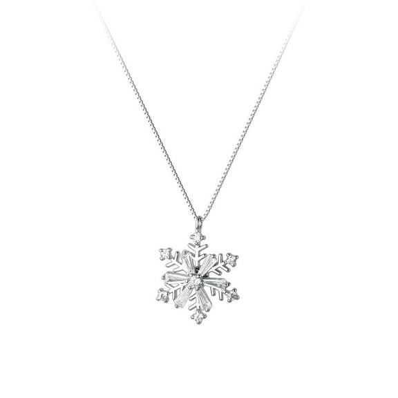 s925 sterling silver rotatable snowflake necklace for women cool style niche light luxury high-end clavicle chain necklace jewelry wholesale