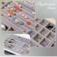 thumbnail image 5 of 2Pcs 5 x 8.3 Inch Jewelry Drawer Inserts Velvet Jewelry Tray Gray 15 Grids Dresser Earring Drawer with Removable Divider Necklace Organizer Storage Container for Bracelet Ring Watch Display 2pcs, 5 of 7