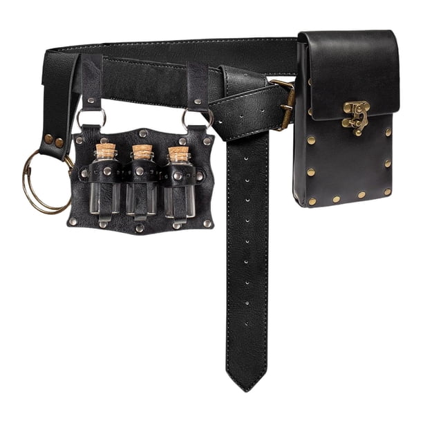 Bolsa de la bolsa de cinturón Bolsa de cuero PU casual Boleta para el festival de carnaval de regalos Negro