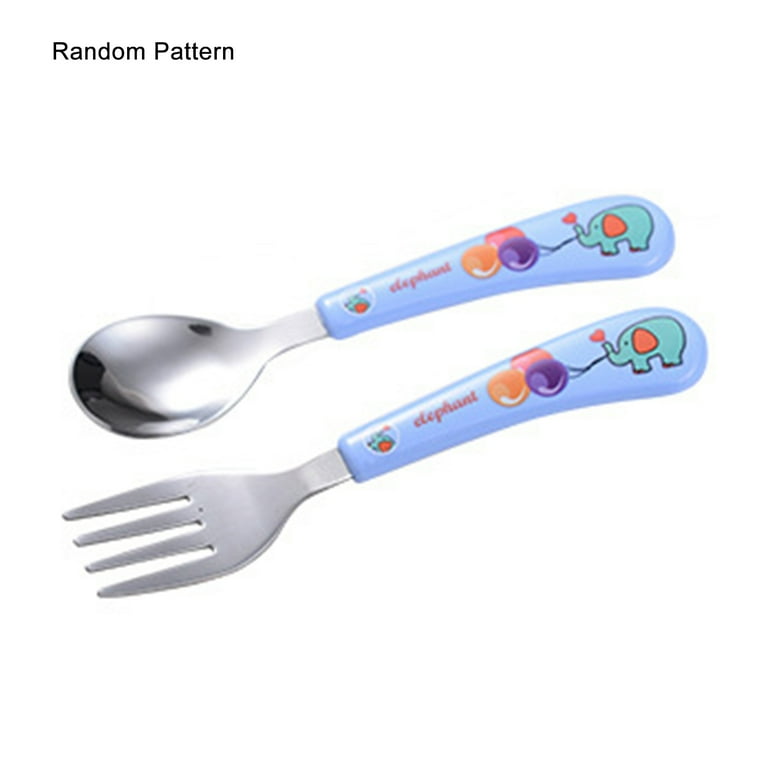 2PCS Baby Utensils Spoons Forks Set Heat-Resistant Bendable Toddlers Feeding  Training Learning Spoon and Fork Tableware Set