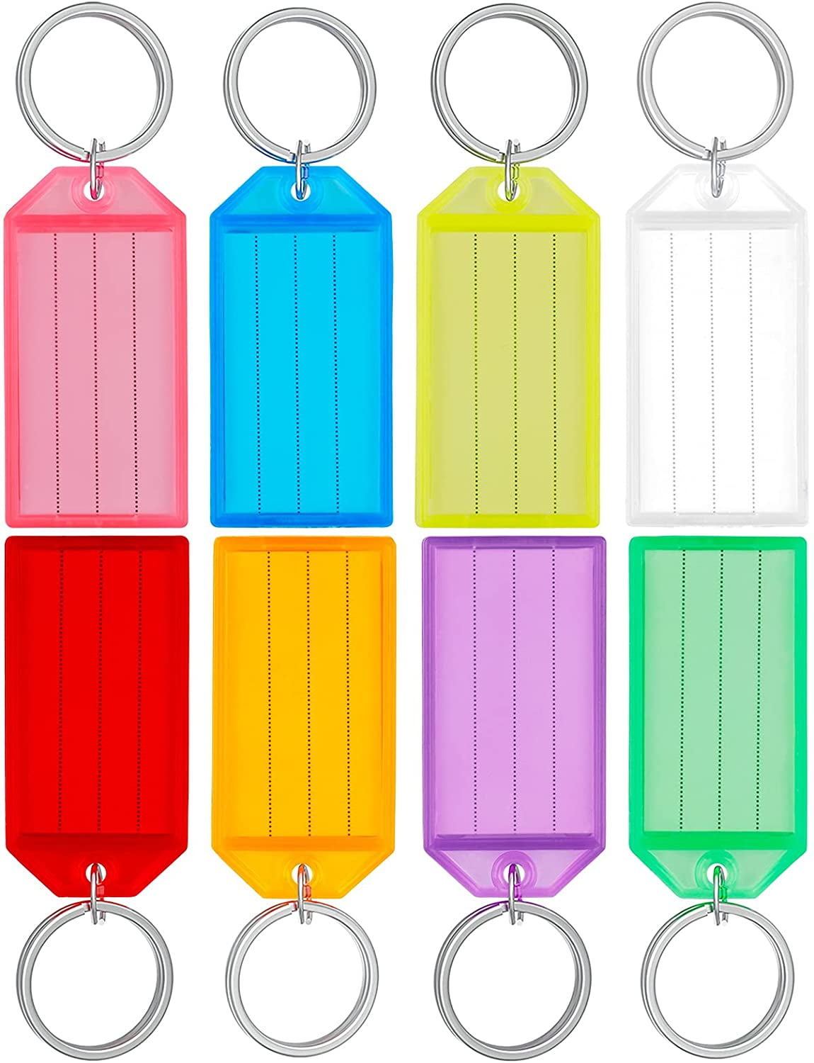 Assorted Colors 40 Pack Tough Plastic Key Tags with Split Ring Label Window 
