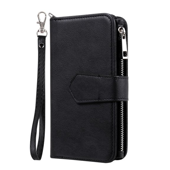 Case For IPhone 16/16 Pro/16 Pro Max/16 Plus, Detachable 2 In 1 Wallet Phone Case Magnetic Zipper Wristrap Cover Flip Card Holder Stand Shell