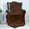 thumbnail image 4 of Chocolate Soft Flannel Fleece Throw Blanket, Coffee Time Theme with Hand-drawn Cake Fruit Donut Hearts, Cozy Plush for Indoor and Outdoor Use, 50" x 70", Dark Brown Cinnamon, by Ambesonne, 4 of 5