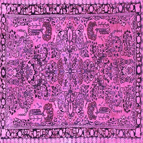 Ahgly Company Indoor Square Oriental Purple Traditional Area Rugs, 4' Square