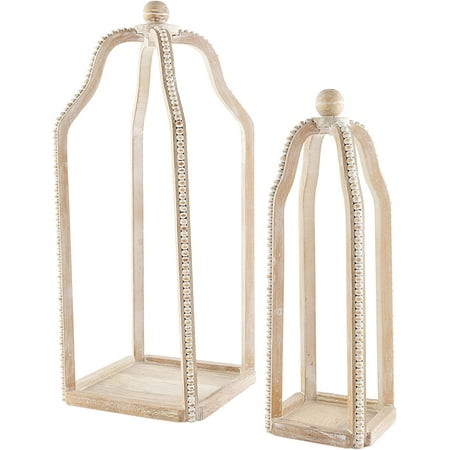 

Tall Wood Beaded Lantern Brown Small 21.5 x 7.5 | Large 25.5 x 9.5