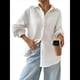 thumbnail image 3 of Camisas de Botones Extragrandes para Mujer, con Cuello Texturizado, Larga, Estilo Casual, para Otoño. XL, 3 of 9