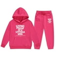 thumbnail image 3 of Kids Sweatsuit Set for Girls 2PC Long Sleeve Hot Pink Hooded Sweatshirt and Jogger Pants Winter Clothes Size 4-5 Years Girls Clothes, 3 of 3