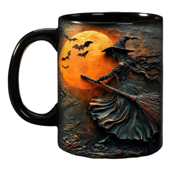 Halloween Coffee Mug Personalized Witch Accent Gifts For Women Vintage Mug Trick Halloween Drinkware 3D Textured Ceramic Design