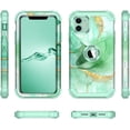 thumbnail image 7 of Meshine for iPhone 11 Case,Three Layer Heavy Duty Shockproof Protection Hard Plastic Bumper +Soft Silicone Rubber Protective Case for Apple iPhone 11 6.1 inch,Green/Gold, 7 of 7