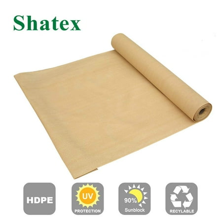 Shatex Outdoor Shade Cloth Block 90% Sun Shade for Pergola/Patio/Porch/Backyard/Garden/Greenhouse 6x30ft Beige